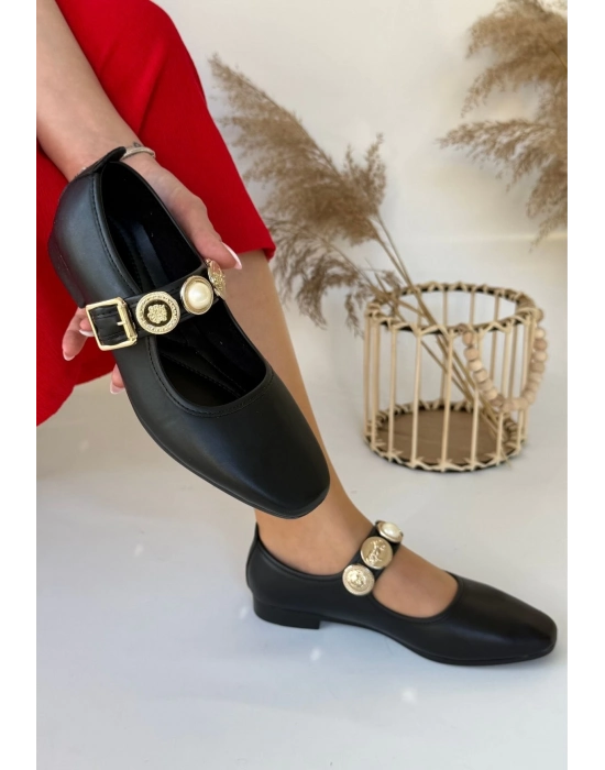 Koope Siyah Cilt Babet Ayakkabı - Bamido