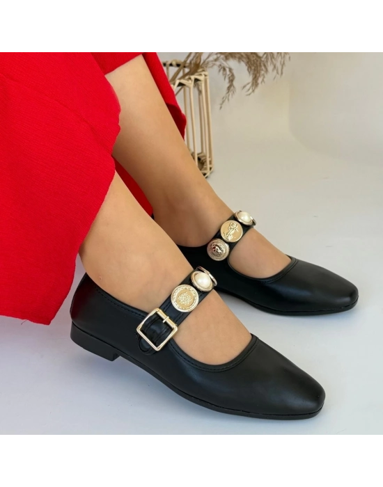 Koope Siyah Cilt Babet Ayakkabı - Bamido