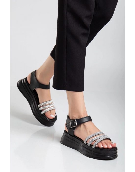 Lalen Siyah Kemerli Sandalet - Bamido