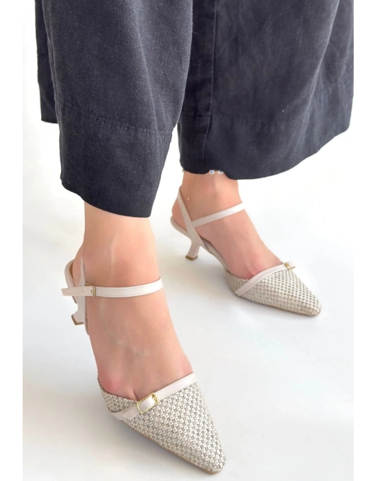 Lanna Bej Cilt Topuklu Ayakkabı