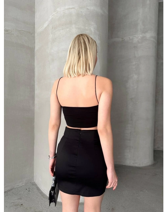 Likralı Gabardin Dört Düğmeli Etek