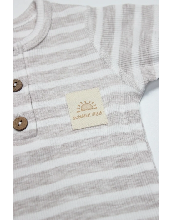 Line Colors Yarım Kol Patiksiz Tulum 15126 Bej