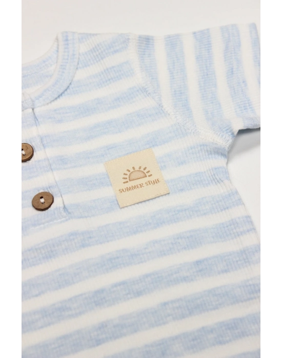 Line Colors Yarım Kol Patiksiz Tulum 15126 Mavi