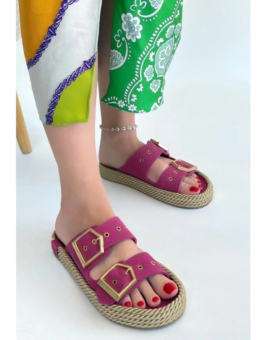 Loera Pemba Nubuk Çift Tokalı Terlik