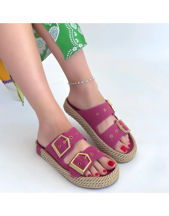 Loera Pemba Nubuk Çift Tokalı Terlik