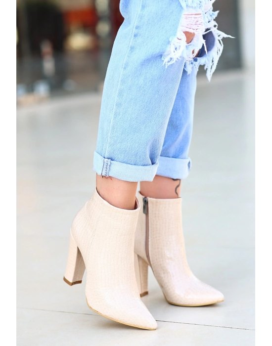 Loora Ten Rugan Desenli Topuklu Bot - Bamido