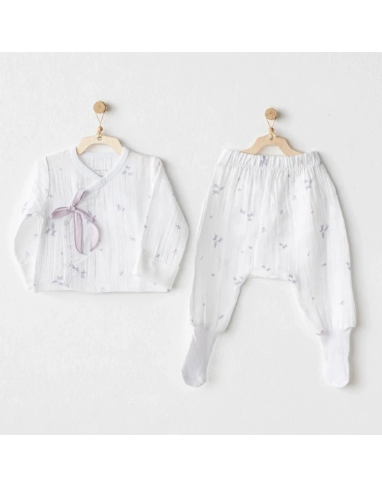 Magical Butterfly Müslin 2li Zıbın Takım White