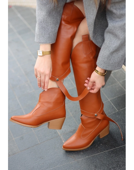 Milla Taba Cilt Tak Çıkar Topuklu Bot Ve Çizme