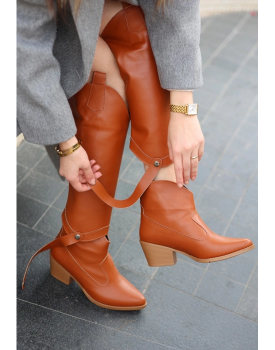 Milla Taba Cilt Tak Çıkar Topuklu Bot Ve Çizme - Bamido