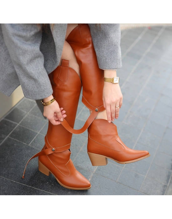 Milla Taba Cilt Tak Çıkar Topuklu Bot Ve Çizme - Bamido