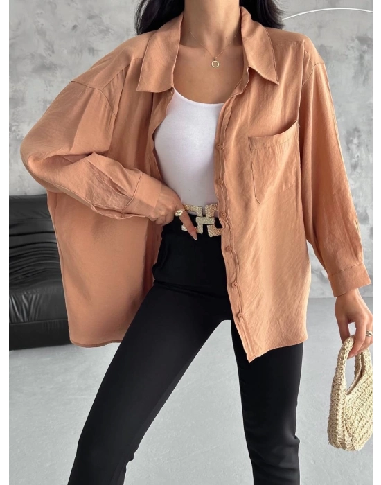 Modal Oversize Cepli Gömlek