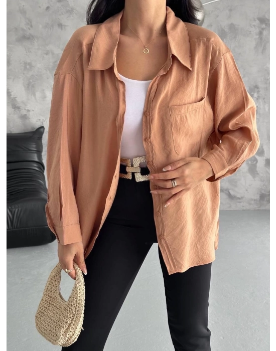 Modal Oversize Cepli Gömlek