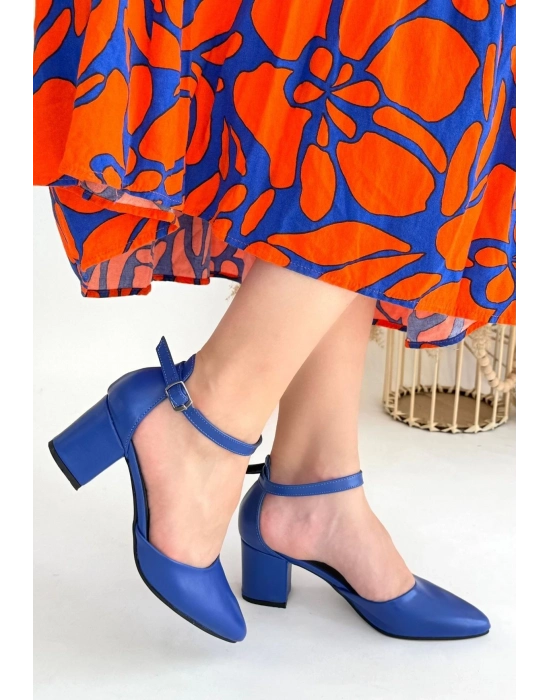 Mulen Mavi Cilt Topuklu Ayakkabı - Bamido