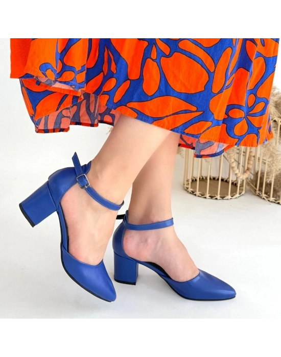 Mulen Mavi Cilt Topuklu Ayakkabı - Bamido