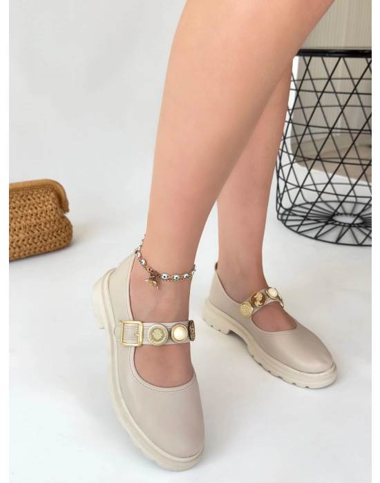 Okira Bej Cilt Oxford Ayakkabı