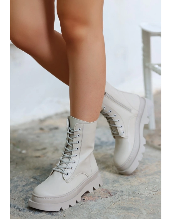 Orge Bej Cilt Bağcıklı Bot