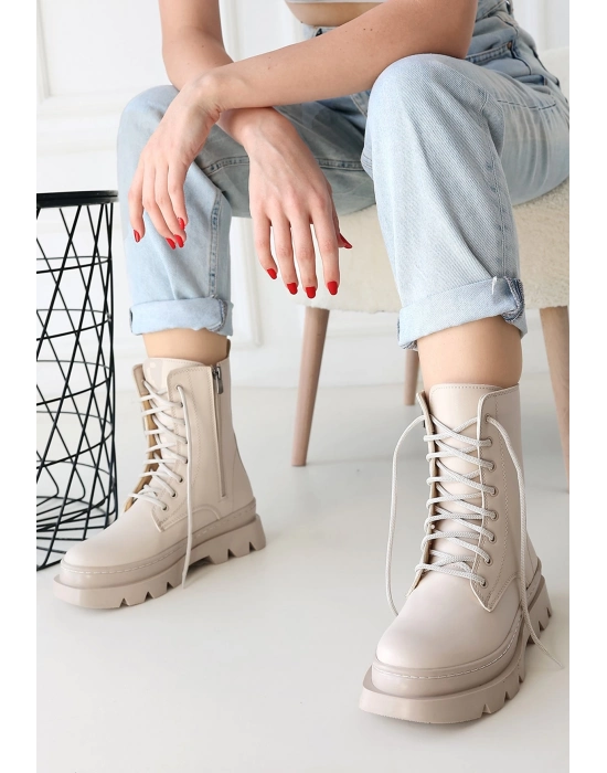 Orge Bej Cilt Bağcıklı Bot - Bamido