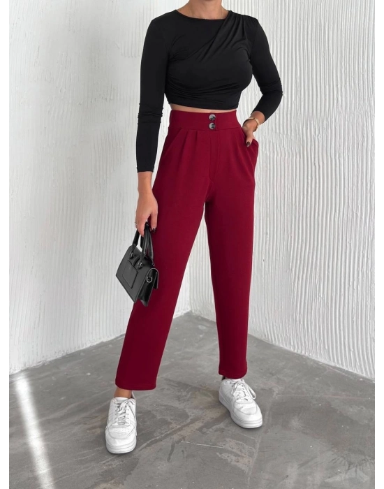 Örme Krep Pantolon Çift Düğmeli