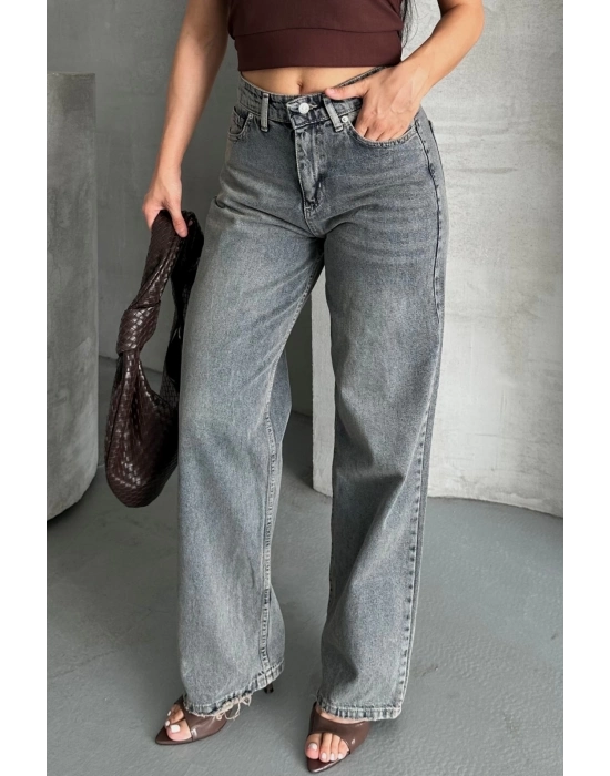 Palazzo Bıyık Kar Yıkama Buz Mavi Jeans Pantolon D2008