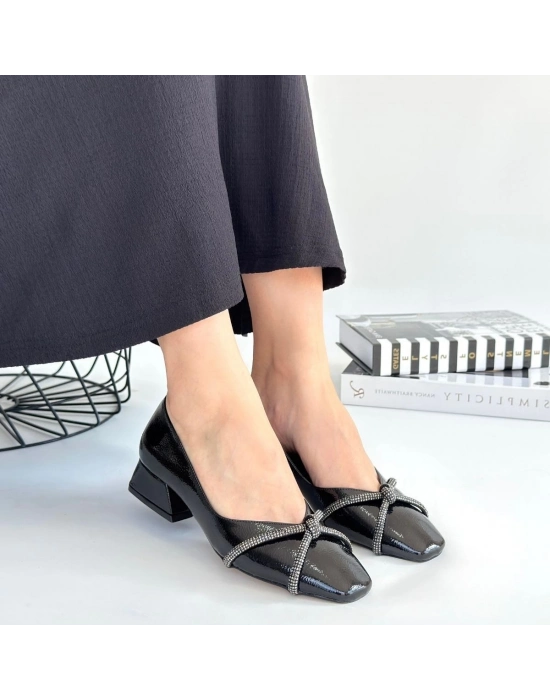 Pety Siyah Rugan Topuklu Ayakkabı - Bamido