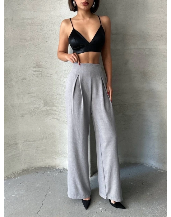 Pileli Keten Pantolon S255046