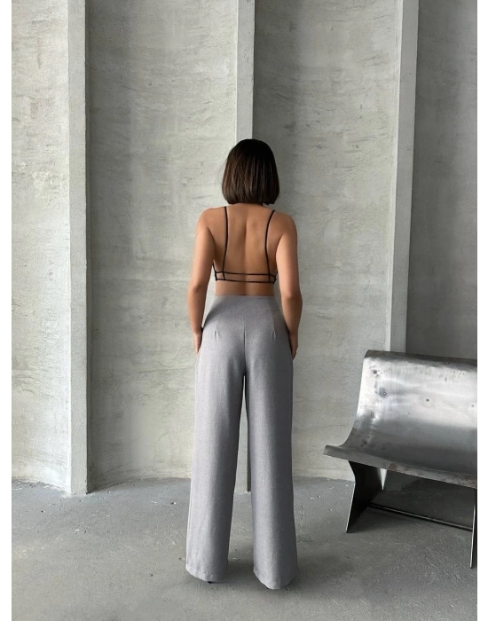 Pileli Keten Pantolon S255046