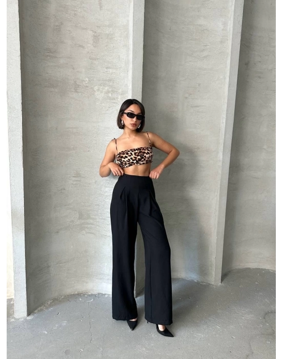 Pileli Keten Pantolon S255046