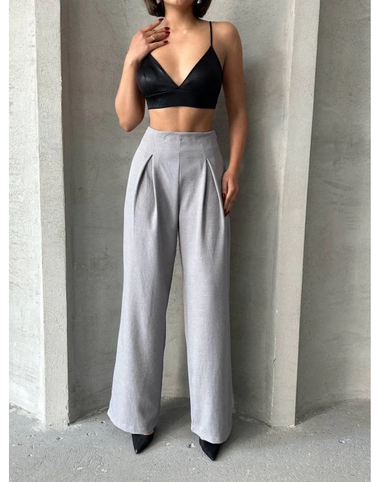 Pileli Keten Pantolon S255046