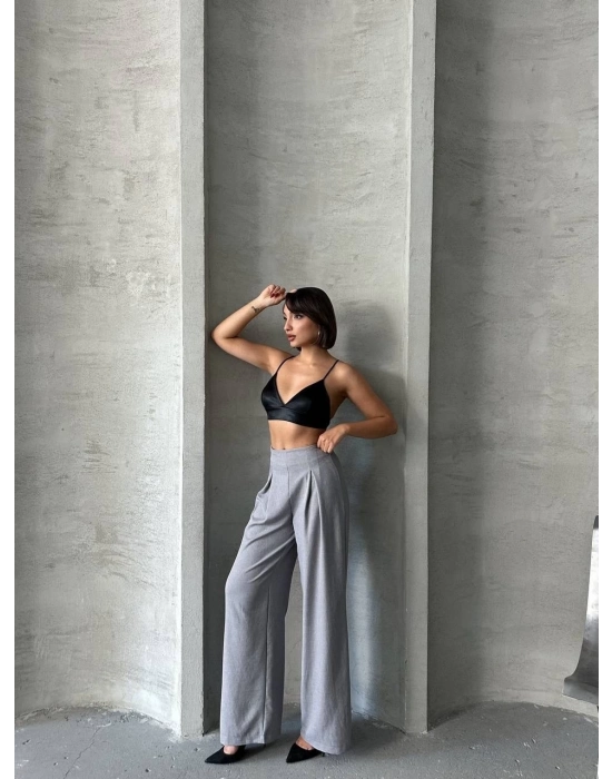 Pileli Keten Pantolon S255046