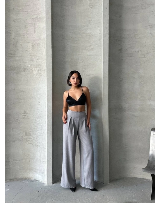 Pileli Keten Pantolon S255046