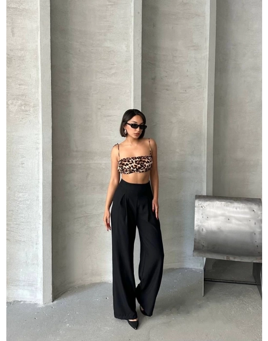 Pileli Keten Pantolon S255046