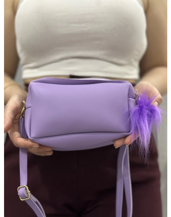 Ponpon Mor Cilt Çanta