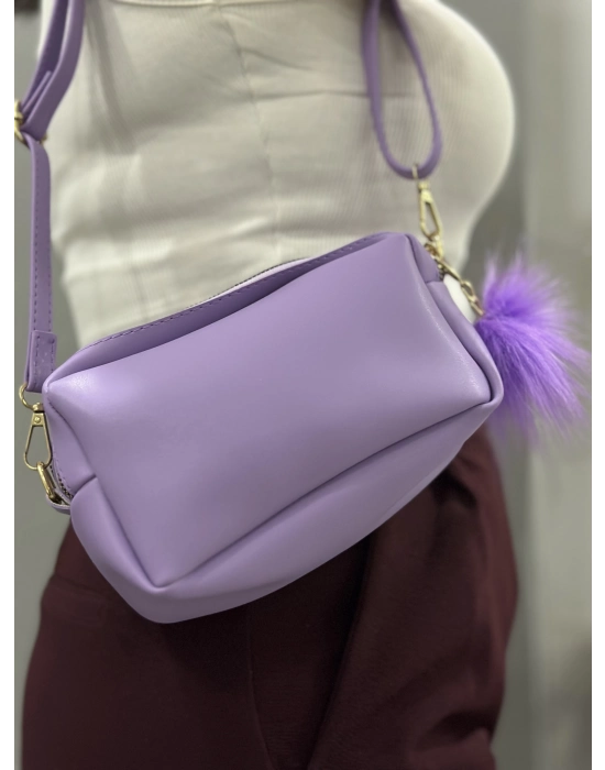 Ponpon Mor Cilt Çanta