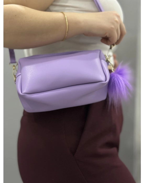 Ponpon Mor Cilt Çanta