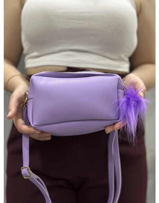 Ponpon Mor Cilt Çanta