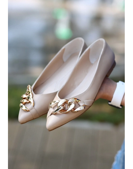 Popi Nude Cilt Zincirli Babet Ayakkabı