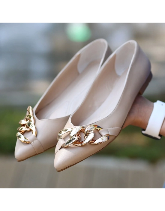 Popi Nude Cilt Zincirli Babet Ayakkabı