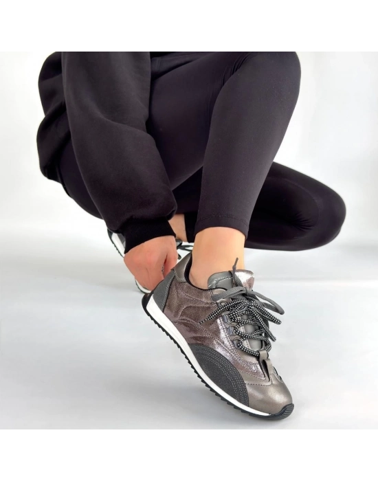 Ranu Platin Cilt Paraşüt Detaylı Bağcıklı Spor Ayakkabı