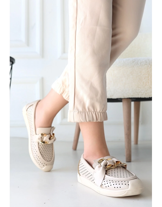 Riwan Bej Cilt Babet Ayakkabı - Bamido