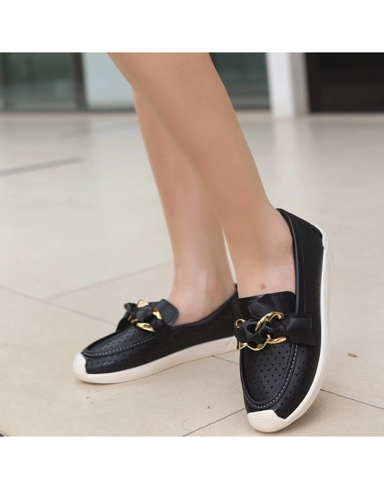 Riwan Siyah Cilt Babet Ayakkabı - Bamido