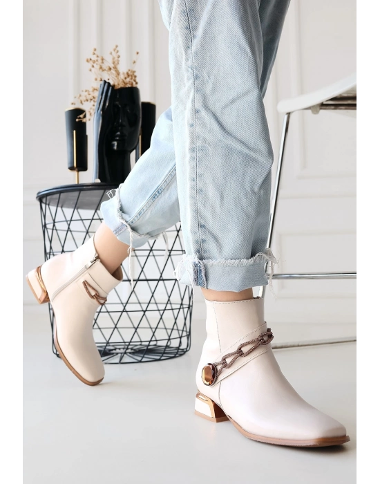 Roxani Bej Cilt Topuklu Bot - Bamido