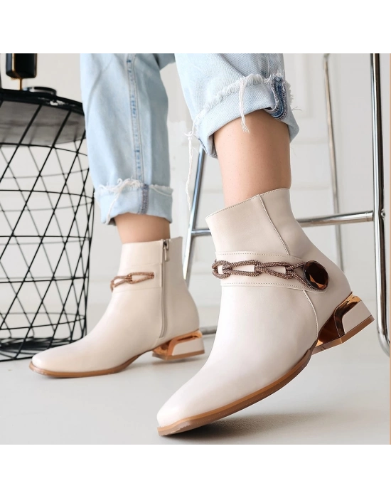 Roxani Bej Cilt Topuklu Bot - Bamido