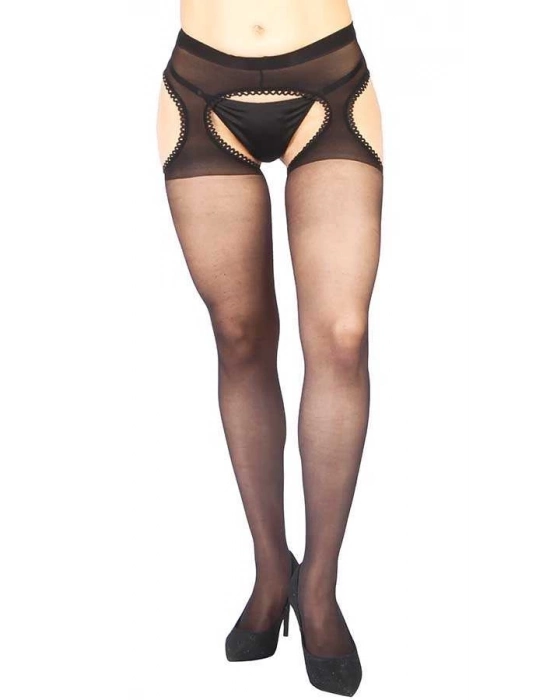 Siyah Özel Bölgesi Açık Fantazi Külotlu Çorap Tm0935