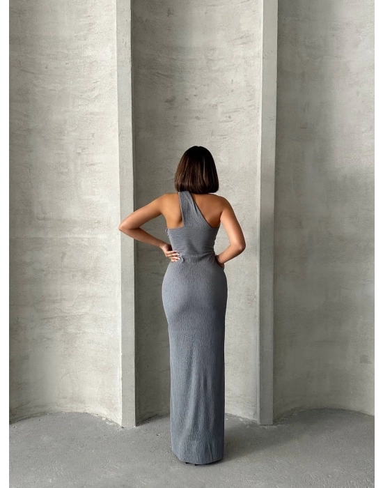 Tek Omuz Pliseli Elbise