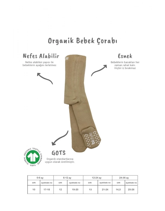 Tekli Kaymaz Mix Havlu Külotlu Çorap 50501 Bej