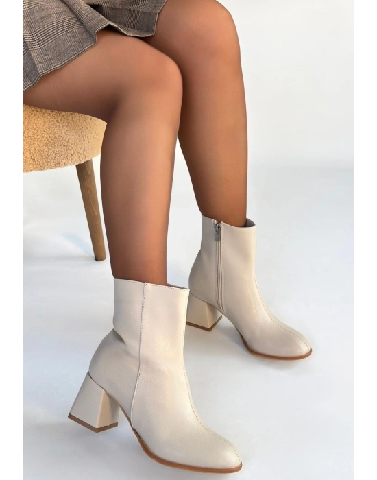 Tendy Bej Cilt Topuklu Bot