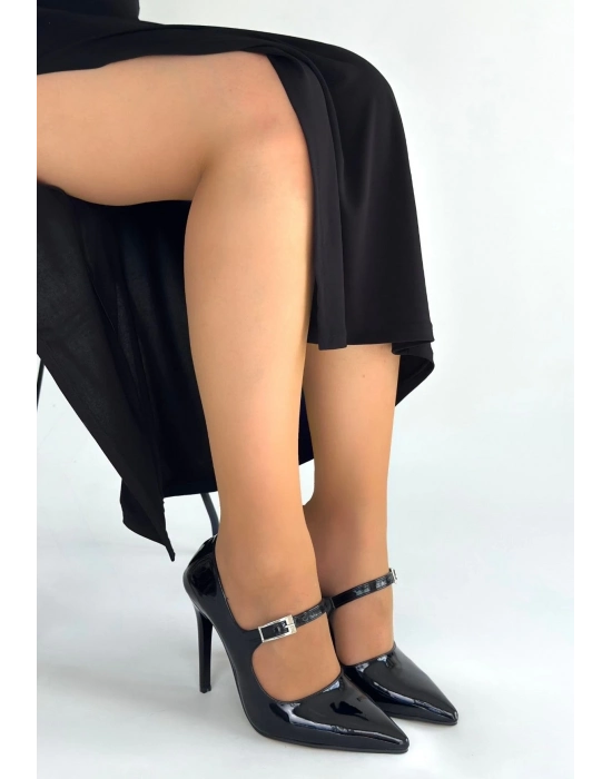 Tiej Siyah Rugan Stiletto Ayakkabı