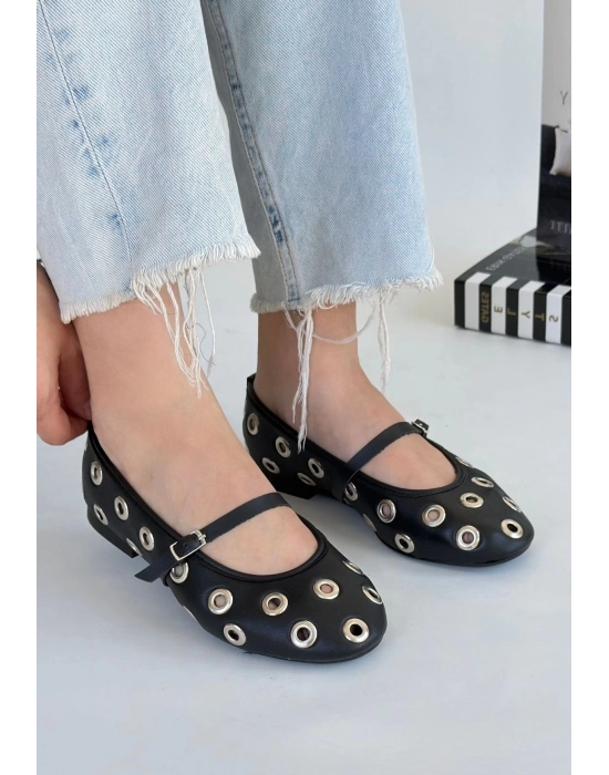 Tinta Siyah Cilt Babet Ayakkabı