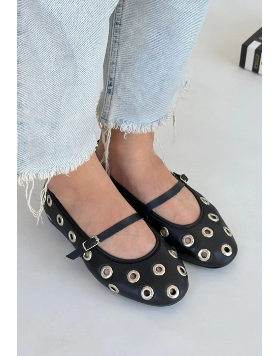 Tinta Siyah Cilt Babet Ayakkabı - Bamido