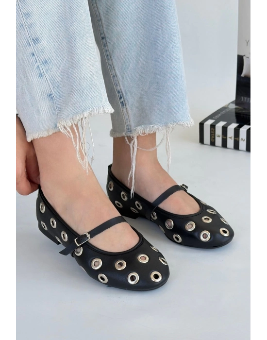 Tinta Siyah Cilt Babet Ayakkabı - Bamido